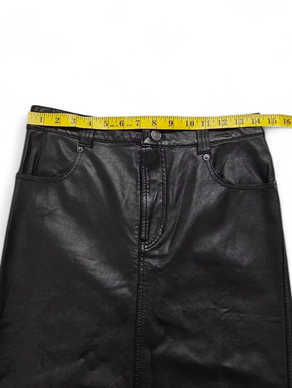 Free People City Slicker Faux Leather Maxi Skirt With Back Slit Sz 2